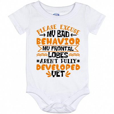 Frontal Baby Onesie, White, Baby Onesie - 12 Month