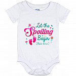 Personalized Let the Spoiling Begin Onesie, White, Baby Onesie - 12 Month