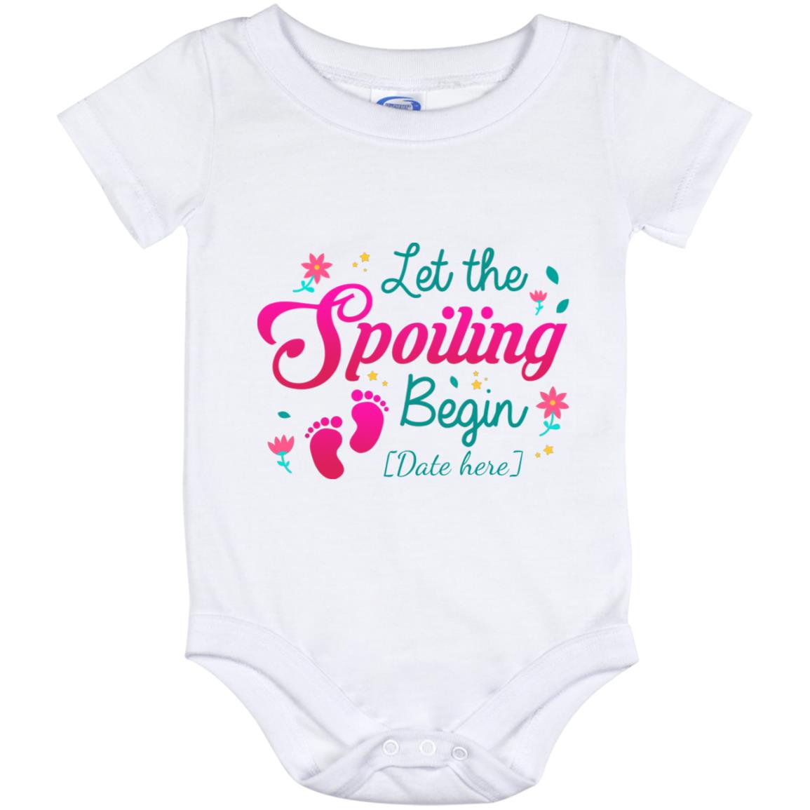 Personalized Let the Spoiling Begin Onesie, White, Baby Onesie - 12 Month