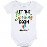 Personalized Let the Spoiling Begin Onesie, White, Baby Onesie - 12 Month