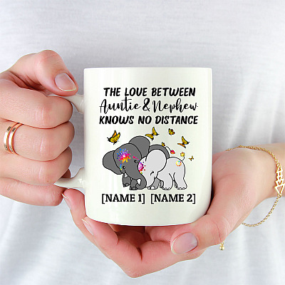 Alternative view of Personalized Auntie Nephew Ceramic Coffee Mug - Love Between Auntie Nephew Knows No Distance Water Bottle