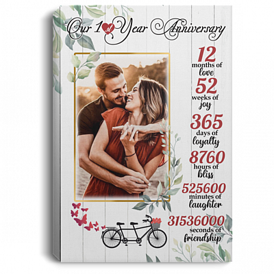 Personalized Custom Photo Our 1st Anniversary Framed Canvas Prints - First Paper Anniversary Unframed Poster, White, 0.75'' Framed Canvas