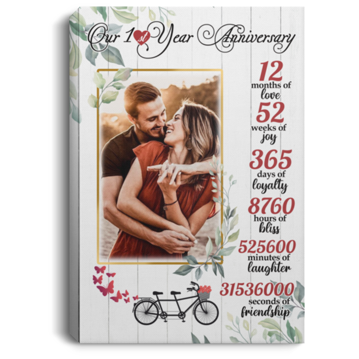 Personalized Custom Photo Our 1st Anniversary Framed Canvas Prints - First Paper Anniversary Unframed Poster, White, 0.75'' Framed Canvas Personalized Custom Photo Our 1st Anniversary Framed Canvas Prints - First Paper Anniversary Unframed Poster, White, 0.75'' Framed Canvas