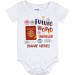 Personalized Future World Traveler Onesie, White, Baby Onesie - 12 Month