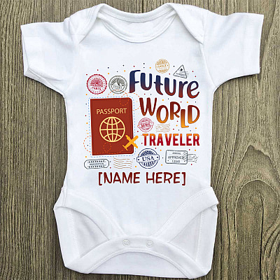Alternative view of Personalized Future World Traveler Pregnancy Announcement Baby Onesie - Toddler Baby Infant Bodysuit
