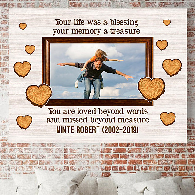 Alternative view of Custom Photo Memorial Framed Canvas - Your Life Was A Blessing Your Memory A Treasure Unframed Poster