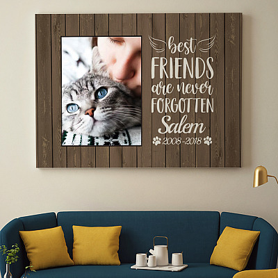 Alternative view of Custom Photo Pet Memorial Framed Canvas - Best Friends Are Never Forgotten Unframed Poster