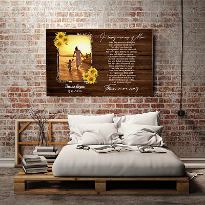 Alternative view of Custom Photo In Memory Of Mom Framed Canvas - Not A Day Passed By You Don't Cross My Mind Unframed Poster