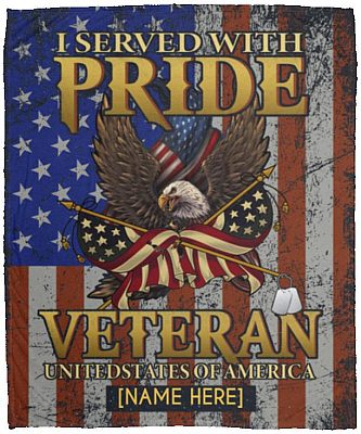 Personalized Veteran Blanket, White, Cozy Plush Fleece Blanket - 50x60