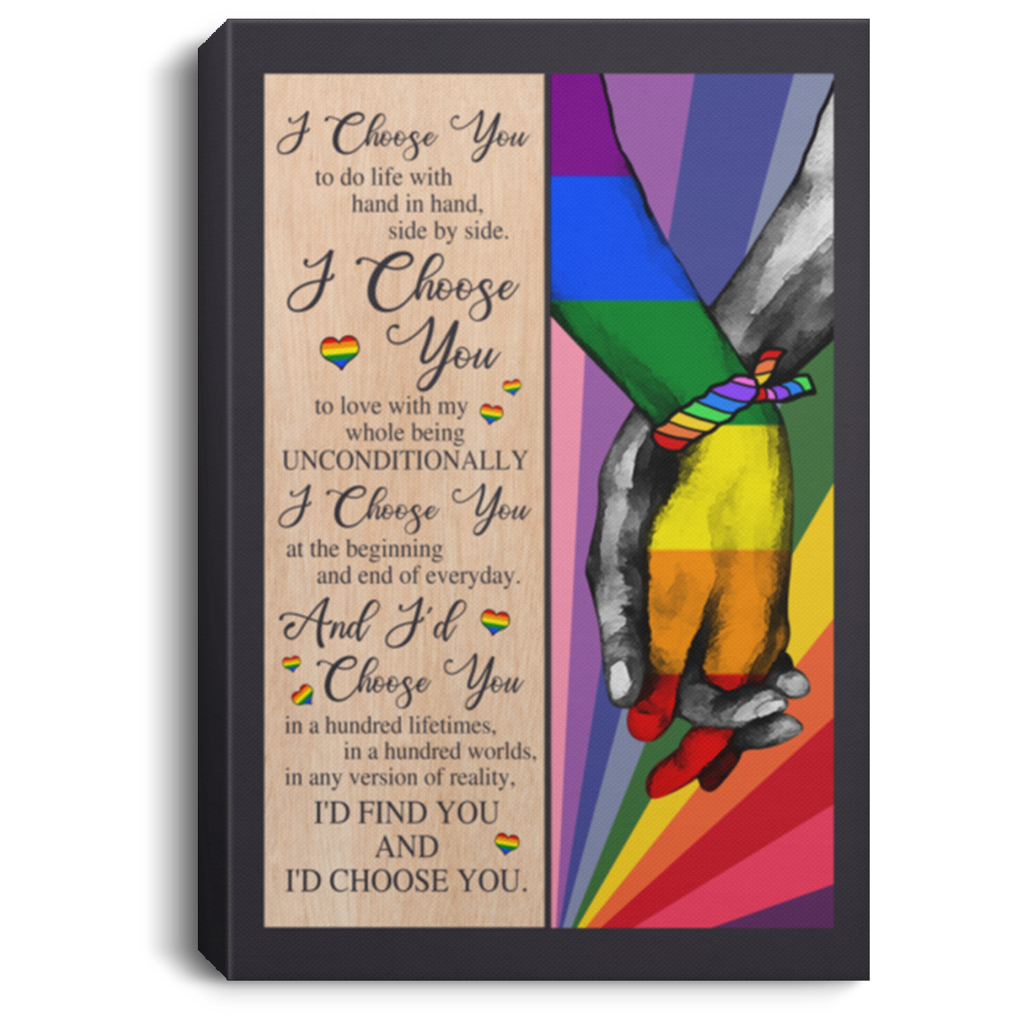 LGBT I Choose You Gallery Wrapped Framed Canvas Prints - Unframed Poster - Home Decor Wall Art, White, 0.75'' Framed Canvas