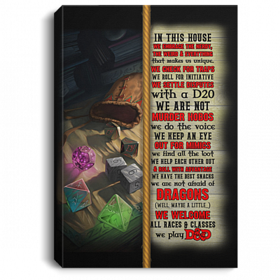 In This House We Embrace The Nerdy The Weird And Everything Wrapped Framed Canvas Prints - Unframed Poster, White, 0.75'' Framed Canvas