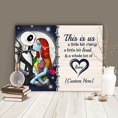 Alternative view of Personalized This Is Us A Little Bit Crazy Nightmare Jack And Sally Wrapped Framed Canvas Prints - Unframed Poster
