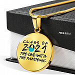 Class of 2021 the One with The Pandemic Friend Circle Pendant Necklace Graduation Gifts - Circle Luxury Necklace (Gold Plated)