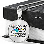 Class of 2021 the One with The Pandemic Friend Circle Pendant Necklace Graduation Gifts - Circle Luxury Necklace (Silver)