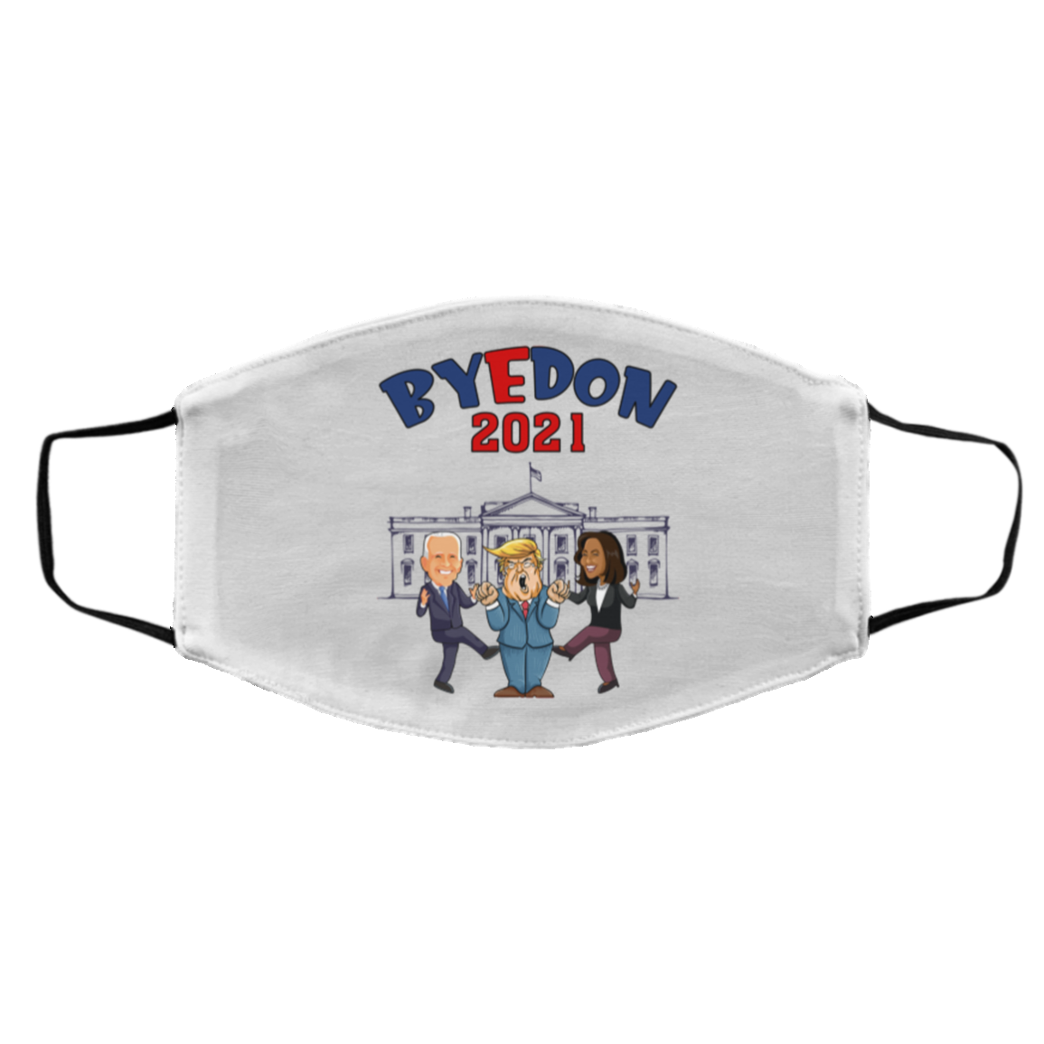 Byedon 2021 Funny Joe Biden Kamala Harris Kicking Trump Washable Reusable Custom Printed Cloth Face Mask Cover, White, Cloth Face Cover – Medium/Large