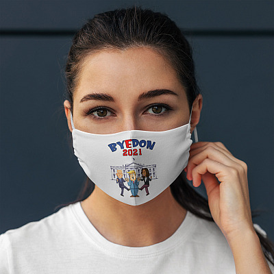 Alternative view of Byedon 2021 Funny Joe Biden Kamala Harris Kicking Trump Washable Reusable Custom Printed Cloth Face Mask Cover