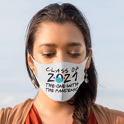 Alternative view of Class of 2021 the One with the Pandemic Friend Washable Reusable Custom Printed Cloth Face Mask Cover