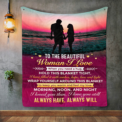 Alternative view of To the Beautiful Woman I Love when You Need a Hug Hold This Blanket Tight Fleece - Mink Sherpa - Woven Blanket