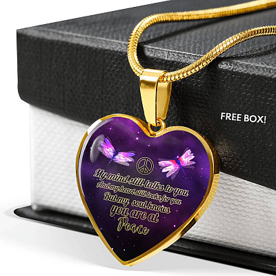 My Mind Still Talks to You Gifts to Remember a Lost Loved One Heart Pendant Necklace - Heart Luxury Necklace (Gold Plated)