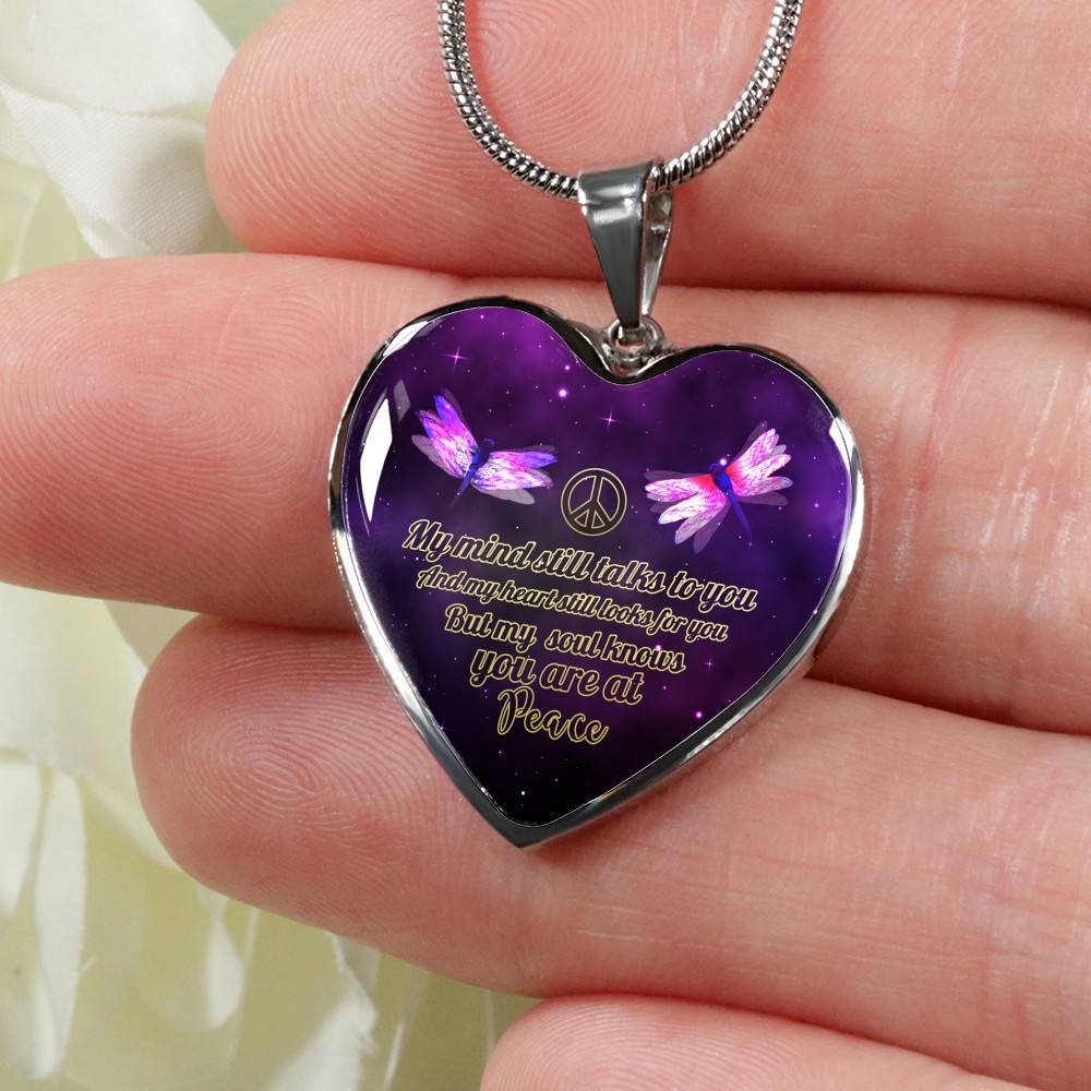 My Mind Still Talks to You Gifts to Remember a Lost Loved One Heart Pendant Necklace - Heart Luxury Necklace (Silver)