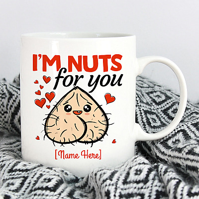 Alternative view of Personalized Im Nut for You Naughty Valentine Gift for Him Ceramic Coffee Mug - Water Bottle