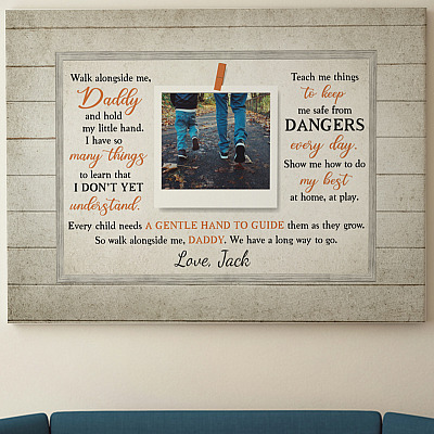 Alternative view of Custom Photo Walk Alongside Me Daddy Wrapped Framed Canvas Prints - Unframed Poster - Home Wall Art