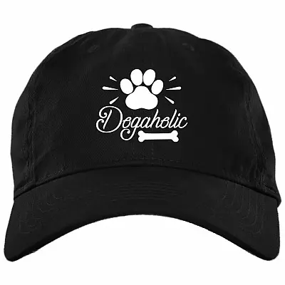 Dogaholic Twill Cap, Black, Brushed Twill Dad Cap