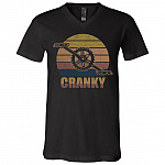 Vintage Cranky Funny Bicycle Lovers T-Shirt - V-neck - Cycling Cranky Shirt, Black, V-Neck T-Shirt