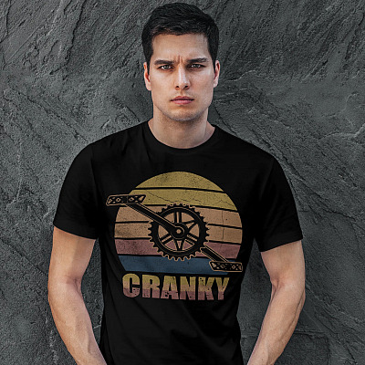 Alternative view of Vintage Cranky Funny Bicycle Lovers T-Shirt - V-neck - Cycling Cranky Shirt