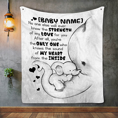 Alternative view of Personalized to Baby No One Else Will Know the Strength of My Love Mom Dad Elephant Mink - Sherpa Blanket