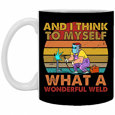 And I Think To Myself What Mug, Black, 11 oz. White Mug