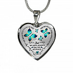Butterfly My Mind Still Talks To You And My Heart Still Looks For You Are At Peace Heart Pendant Necklace - Heart Luxury Necklace (Silver)
