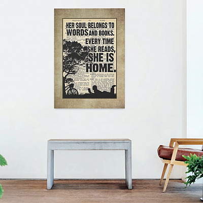 Alternative view of Her Soul Belongs To Words And Books Framed Canvas - Unframed Poster - Love Book Gift