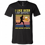I Like Beer And Running, Black, V-Neck T-Shirt I Like Beer And Running, Black, V-Neck T-Shirt