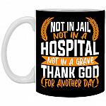 Not In Jail Not In, Black, 11 oz. White Mug