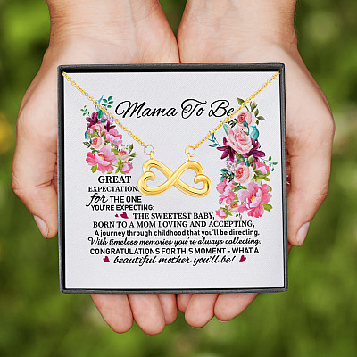 Great Expectations Sweet Baby Beautiful Mom Quotes First Time Mom Gift Infinity Heart Pendant Necklace