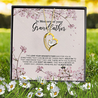 In Memory Of Your Grandfather The Love Your Grandfather Had For You Forever Love Heart Pendant Necklace