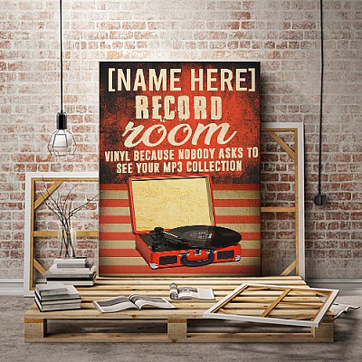 Alternative view of Personalized Record Room Vinyl Nobody Asks to See Your Mp3 Collection Wrapped Framed Canvas Prints - Poster