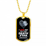 I Love You to The Death Star and Back Dog Tag Pendant Necklace Valentine's Gifts for Him - Dog Tag (Gold Plated)