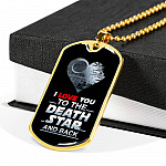 I Love You to The Death Star and Back Dog Tag Pendant Necklace Valentine's Gifts for Him - Dog Tag (Gold Plated)