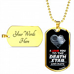I Love You to The Death Star and Back Dog Tag Pendant Necklace Valentine's Gifts for Him - Dog Tag (Gold Plated)