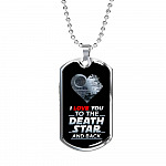 I Love You to The Death Star and Back Dog Tag Pendant Necklace Valentine's Gifts for Him - Dog Tag (Silver)