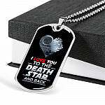 I Love You to The Death Star and Back Dog Tag Pendant Necklace Valentine's Gifts for Him - Dog Tag (Silver)