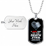 I Love You to The Death Star and Back Dog Tag Pendant Necklace Valentine's Gifts for Him - Dog Tag (Silver)