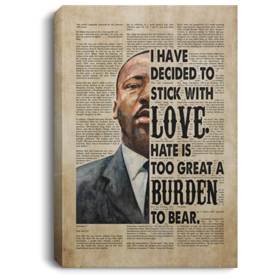 Martin Luther King Jr I Have Decided To Stick With Love Framed Canvas Prints - Inspirational Quotes Unframed Poster, White, 0.75'' Framed Canvas