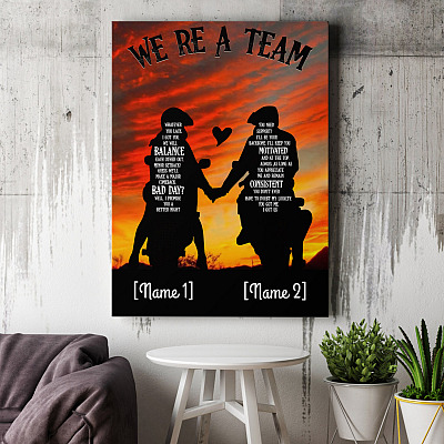 Alternative view of We Are Team Personalized Framed Canvas - Unframed Poster - Couple Biker Wall Art
