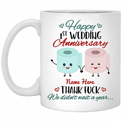 Personalized 1st Wedding Paper, White, xp8434-11-oz-white-mug-11-oz-white-mug