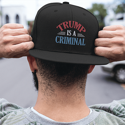 Alternative view of Trump Is a Criminal Funny Political Twill Cap - High-Profile Snapback Hat - Trucker Hat Gifts