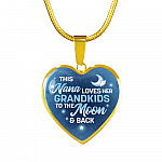 This Nana Loves Her Grandkids to the Moon and Back Heart Pendant Necklace Gifts for Nana - Heart Luxury Necklace (Gold Plated)