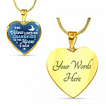 This Nana Loves Her Grandkids to the Moon and Back Heart Pendant Necklace Gifts for Nana - Heart Luxury Necklace (Gold Plated)